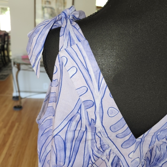 Allison Purple and Blue Lined mini dress - Picture 3 of 4